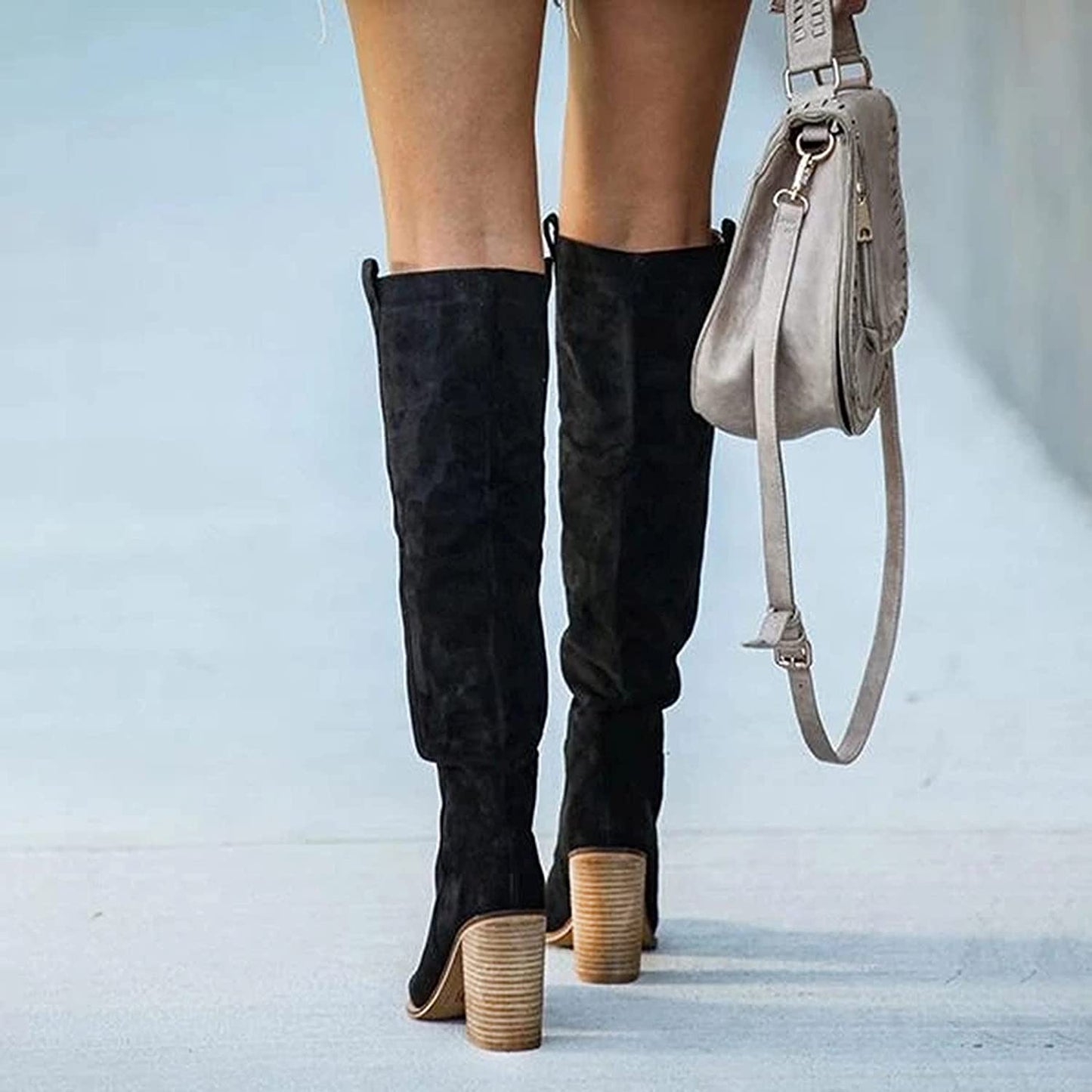 Trendige Damen Blockabsatzstiefel in Grau – Urban Western Stil für Vielseitige Outfits und Optimalen Komfort 5