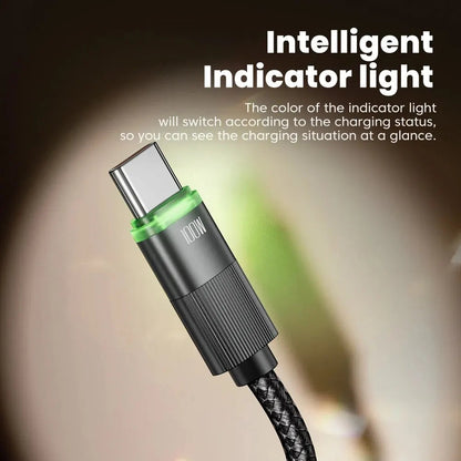USB-C Kabel Spiralkabel 100W Schnellladung LED-Anzeige Dehnbar 1,8m 2