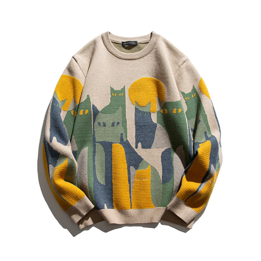 Unisex Katzenpullover Moonlit Design Weiches Atmungsaktives Material 0