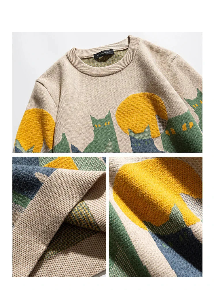Unisex Katzenpullover Moonlit Design Weiches Atmungsaktives Material 4