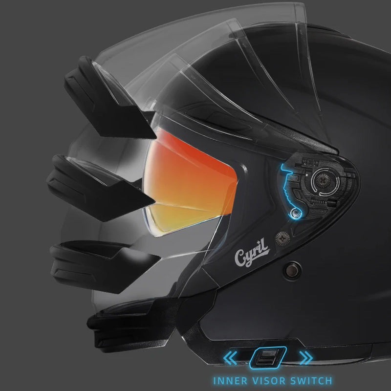 Unisex Motorcycle Helmet Lightweight ABS Dual Visor Aerodynamic Design 6