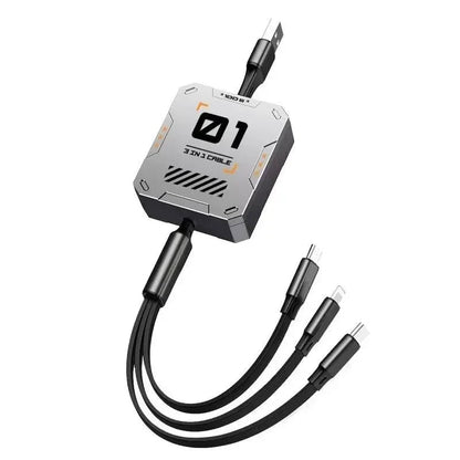 Universal Ladekabel 3-in-1 Ausziehbar 100W Schnellladung für iPhone und USB-C Geräte 0