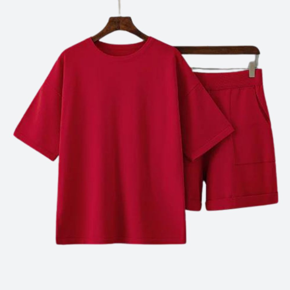 Herren Set Blau Größe M Baumwolle Hemd und Shorts für Männer-2