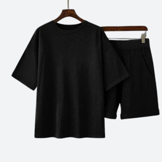 Herren Set Blau Größe M Baumwolle Hemd und Shorts für Männer-1