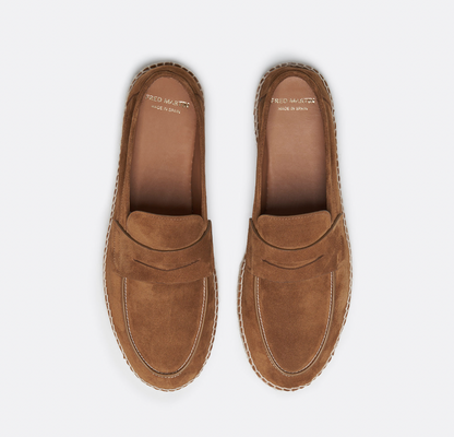 Herren Slipper Braun Größe 42 Leder Vintage Slip-On Loafer-4