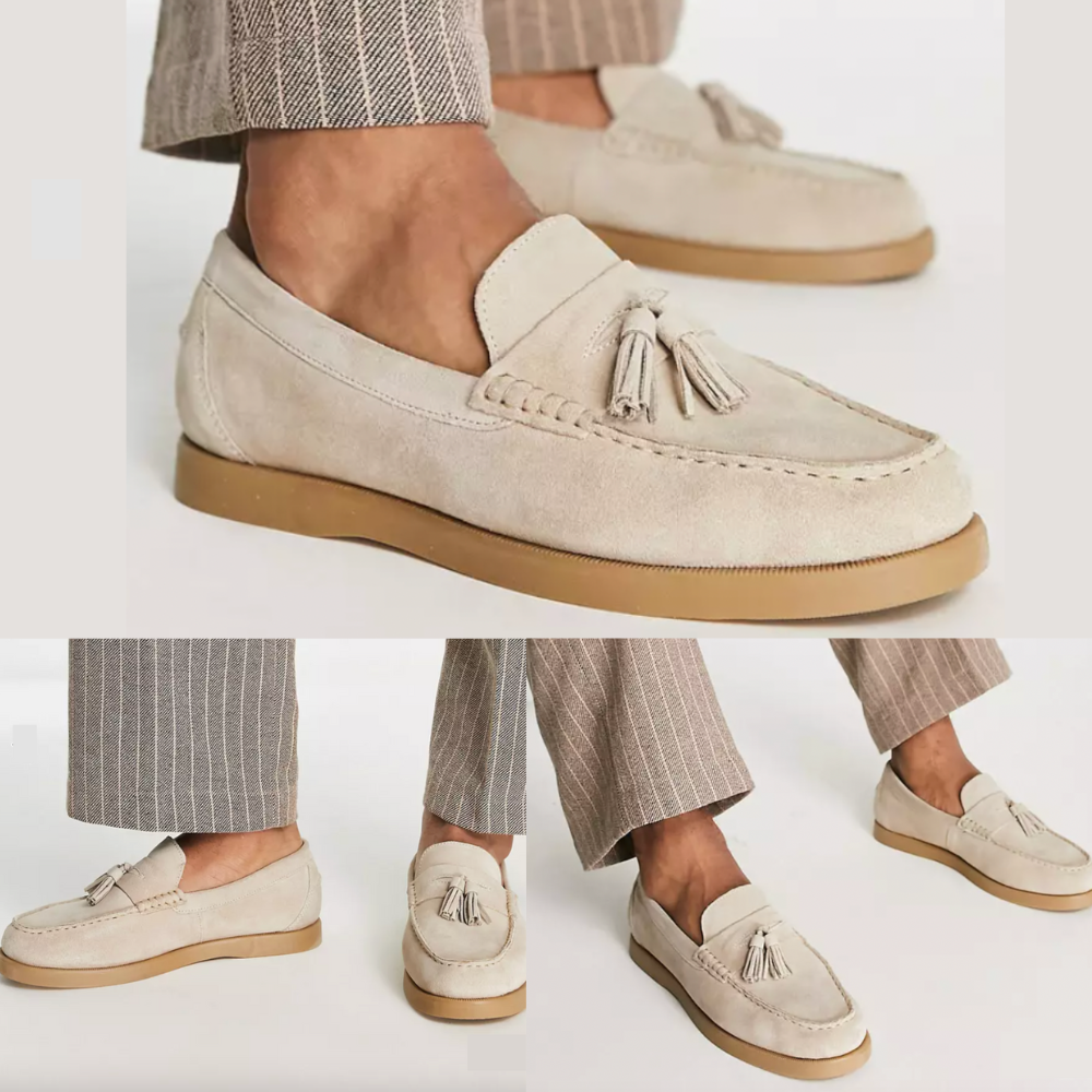 Herren Slipper Schwarz Größe 42 Leder Klassische Slip-ons für Freizeit und Formal-3