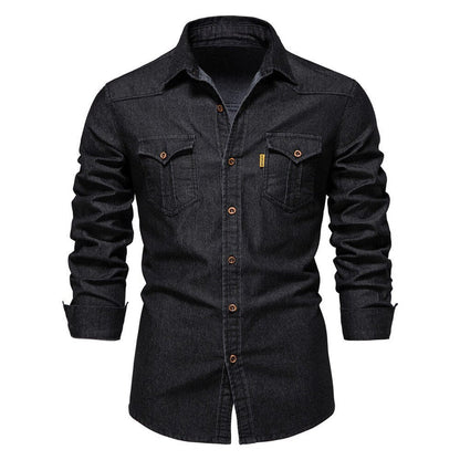 Herren Polohemd Dunkelblau Größe M Denim Baumwolle-4