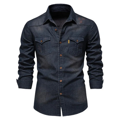 Variant image for Herren Polohemd Dunkelblau Größe M Denim Baumwolle-16
