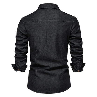 Herren Polohemd Dunkelblau Größe M Denim Baumwolle-6