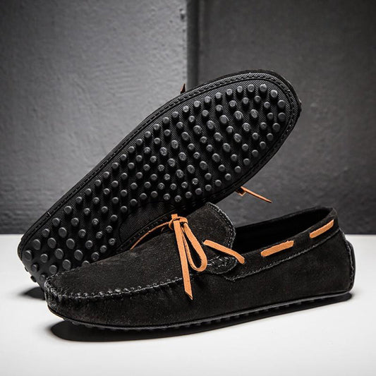 Herren Slip-On Schuhe Schwarz Größe 42 Leder-1
