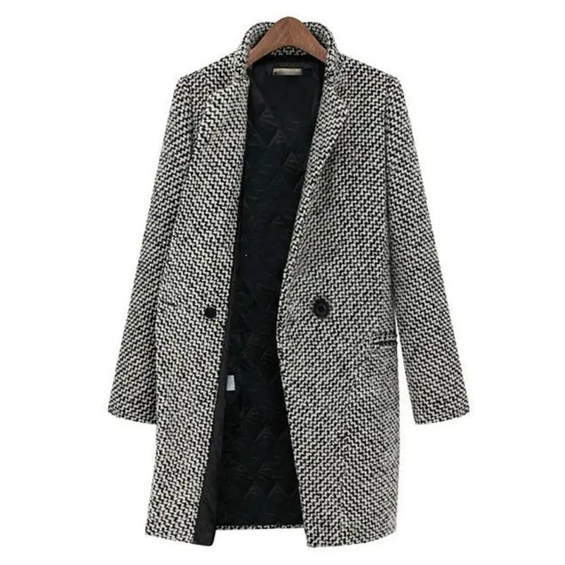 Veronica | Stilvoller Damen Wollmantel mit Hahnentrittmuster und elegantem Design 2