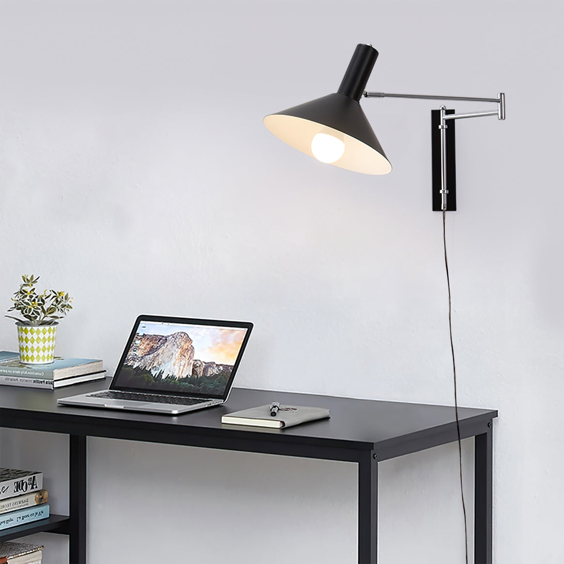 Verstellbare Wandlampe Minimalistisch Plug-in LED Wandleuchte mit Schalter Metall für Innenräume 2