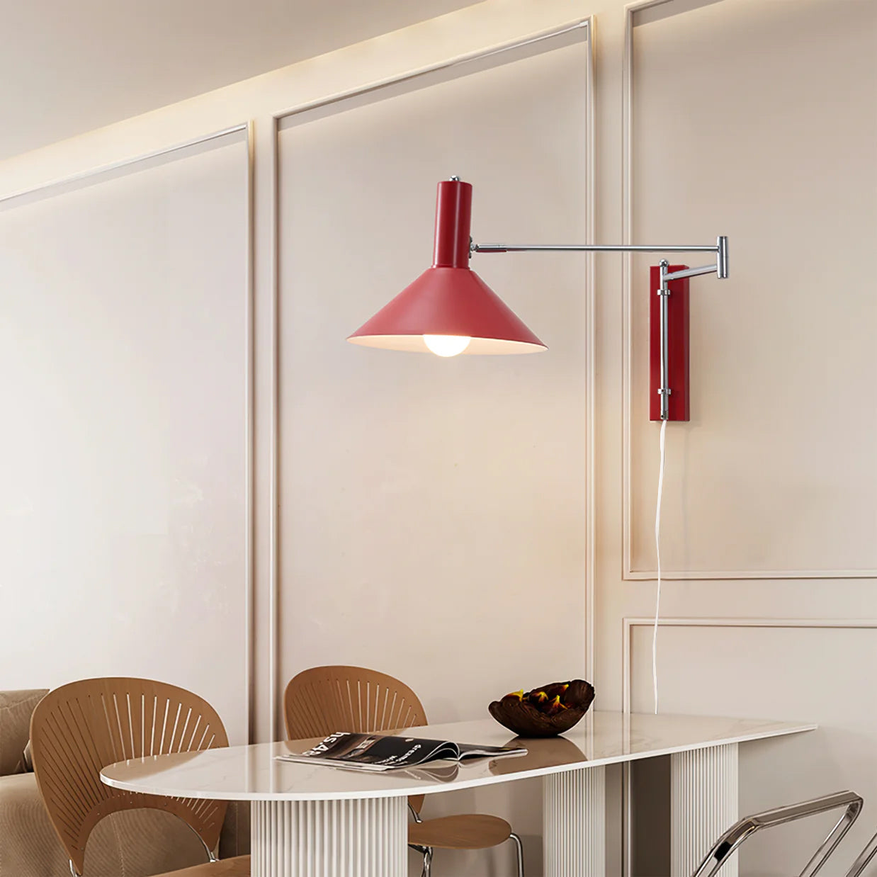 Verstellbare Wandlampe Minimalistisch Plug-in LED Wandleuchte mit Schalter Metall für Innenräume 3