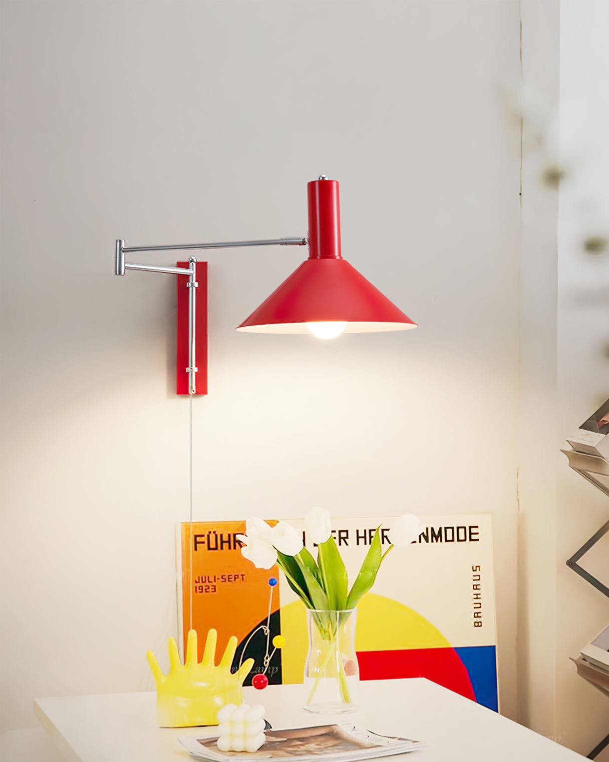 Verstellbare Wandlampe Minimalistisch Plug-in LED Wandleuchte mit Schalter Metall für Innenräume 8