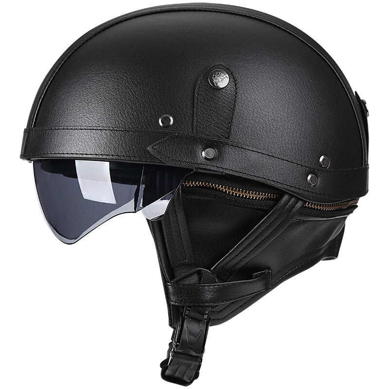 Vintage Motorcycle Helmet ABS with Retractable Lens 2