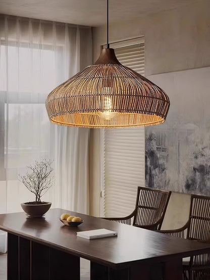Vionel | Vintage Hängelampe aus Korbgeflecht und Rattan 4