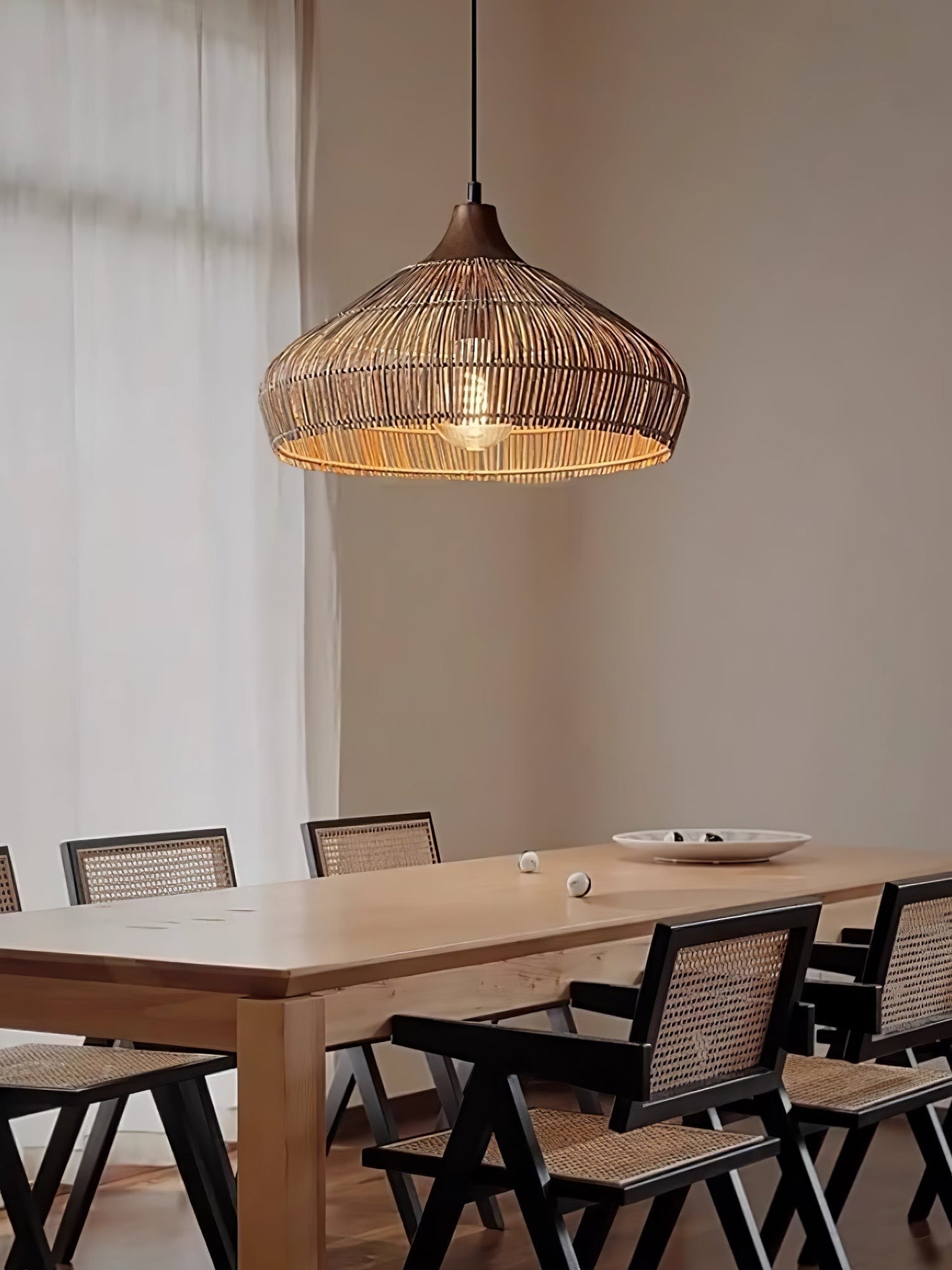 Vionel | Vintage Hängelampe aus Korbgeflecht und Rattan 7