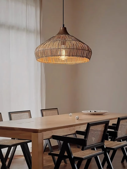 Vionel | Vintage Hängelampe aus Korbgeflecht und Rattan 7
