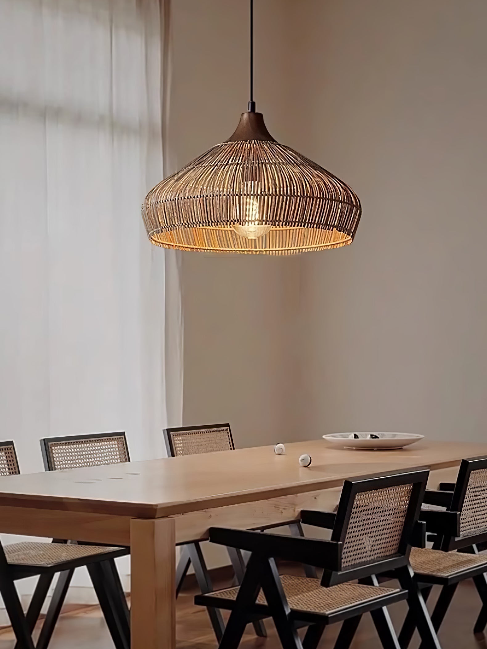 Vionel | Vintage Hängelampe aus Korbgeflecht und Rattan 8