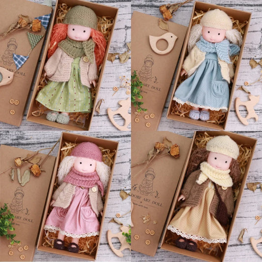 Waldorf Handmade Plush Dolls for Baby Doll Toys Cute/Fun Dresses with Scarf Vinyl Dolls for Girls Birthday Gift Dress Up Doll 0