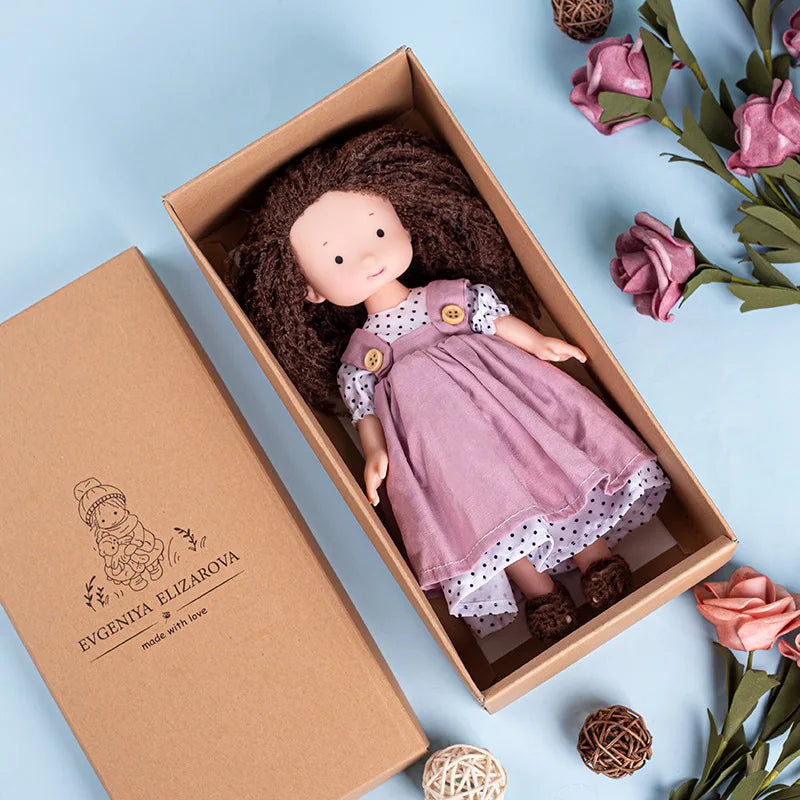 Waldorf Handmade Plush Dolls for Baby Doll Toys Cute/Fun Dresses with Scarf Vinyl Dolls for Girls Birthday Gift Dress Up Doll 14