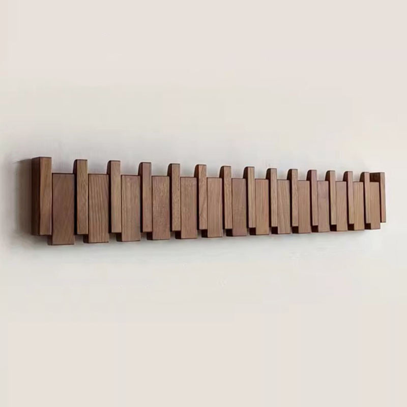 Wandgarderobe Handgemacht Elegant Holz mit Klapphaken Platzsparend für Jacken und Taschen 0