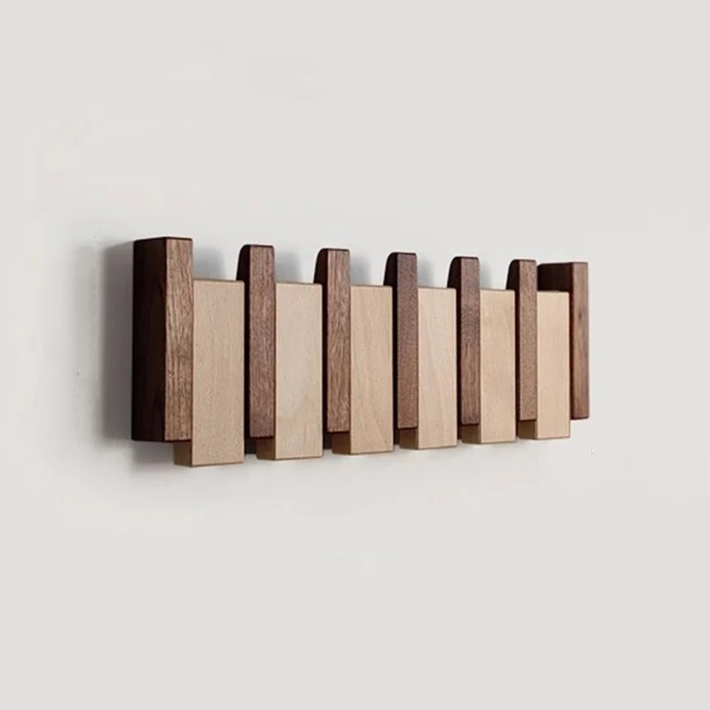 Wandgarderobe Handgemacht Elegant Holz mit Klapphaken Platzsparend für Jacken und Taschen 1