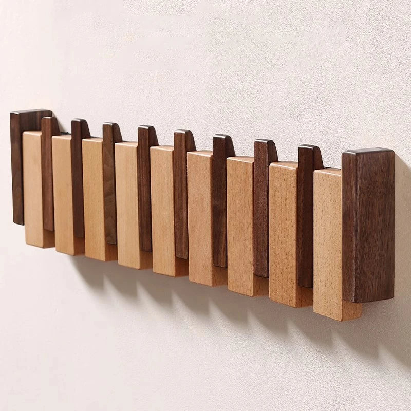 Wandgarderobe Handgemacht Elegant Holz mit Klapphaken Platzsparend für Jacken und Taschen 4