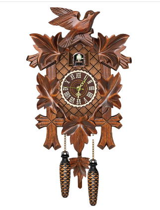 Wanduhr Holz Klassisch Rustikal Koekoeksklok Hingucker für Wohn- und Kinderzimmer 0
