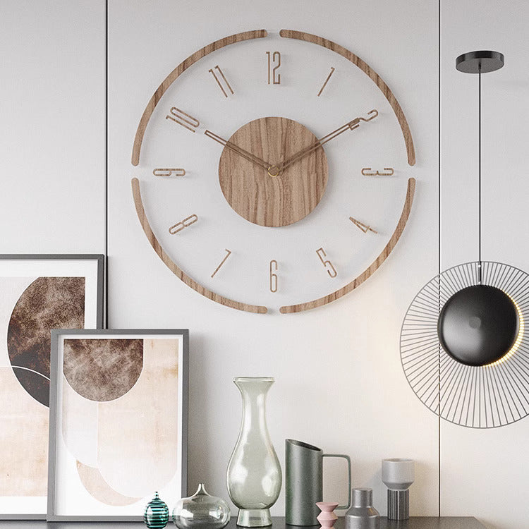 Wanduhr Modern Holz Minimalistisch Skandinavisches Design Geräuschlos 2
