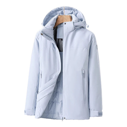 Wasserdichte Damenjacke – Winddichter Outdoormantel – Abnehmbare Kapuze – Reißverschlusstaschen 11