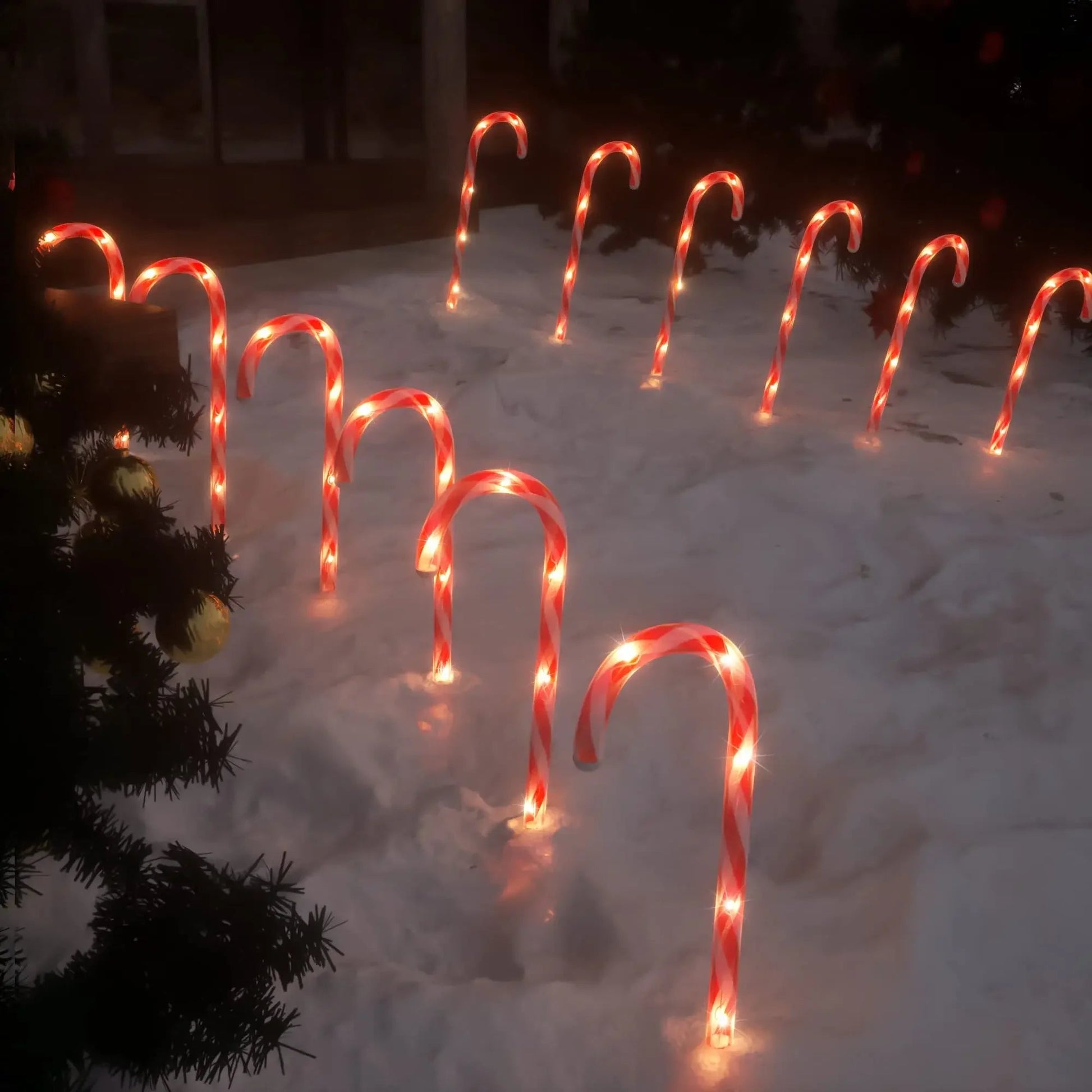 Wasserdichte LED Weihnachtsbeleuchtung Außen Candy Cane für Festliche Stimmung 0
