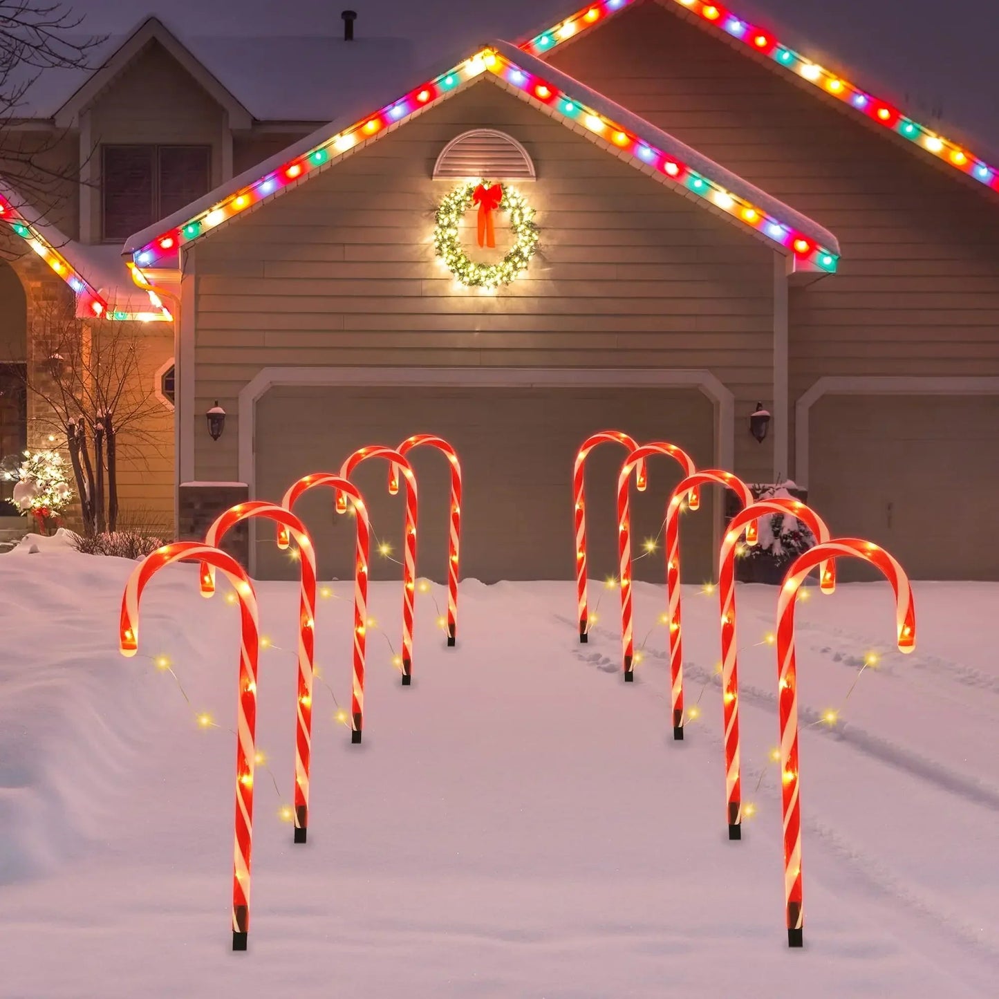 Wasserdichte LED Weihnachtsbeleuchtung Außen Candy Cane für Festliche Stimmung 1