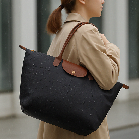 Wasserdichte Schultertasche Damen mit Ledergriffen – Elegante und geräumige Tragetasche für jeden Tag in Schwarz, Beige, Marineblau und Oliv 1