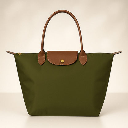 Wasserdichte Schultertasche Damen mit Ledergriffen – Elegante und geräumige Tragetasche für jeden Tag in Schwarz, Beige, Marineblau und Oliv 2