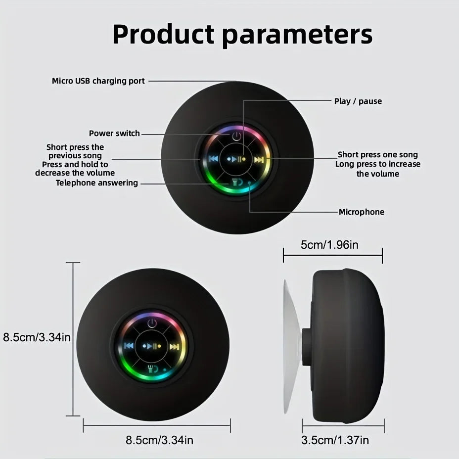 Wasserdichter Bluetooth Duschlautsprecher mit Saugnapf – Kabellos, Kraftvoller Sound, IPX-Schutz, Tragbar für Dusche und Outdoor 2