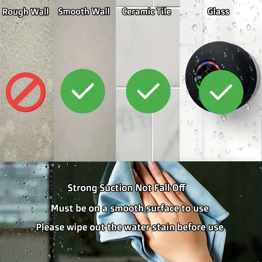 Wasserdichter Bluetooth Duschlautsprecher mit Saugnapf – Kabellos, Kraftvoller Sound, IPX-Schutz, Tragbar für Dusche und Outdoor 5