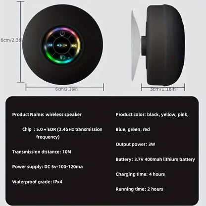 Wasserdichter Bluetooth Duschlautsprecher mit Saugnapf – Kabellos, Kraftvoller Sound, IPX-Schutz, Tragbar für Dusche und Outdoor 6