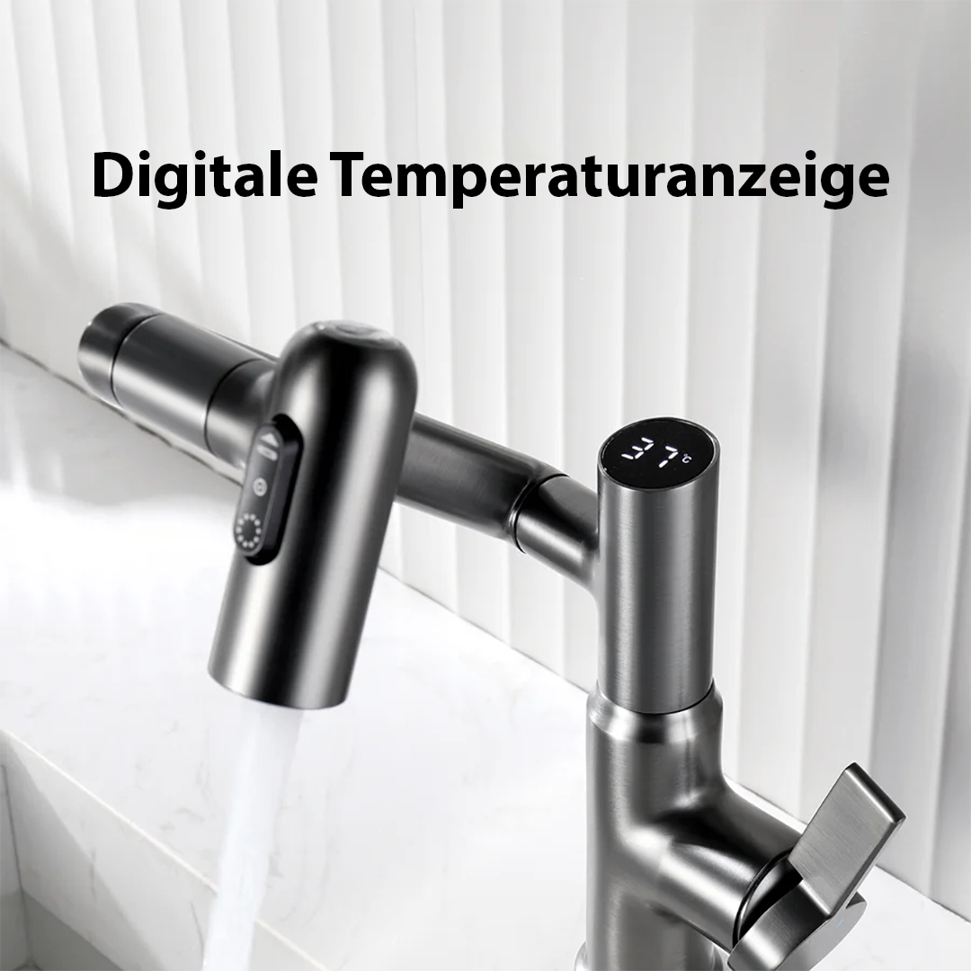 Wasserhahn Küche 360° Drehfunktion Höhenverstellbar Edelstahl Modern 5