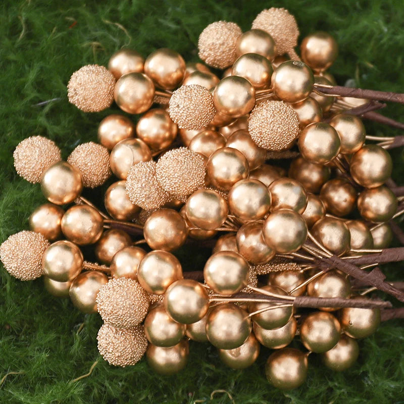 Weihnachtsbaum Dekoration Set 10 Stück Goldene Beeren Schaum Elegant 1