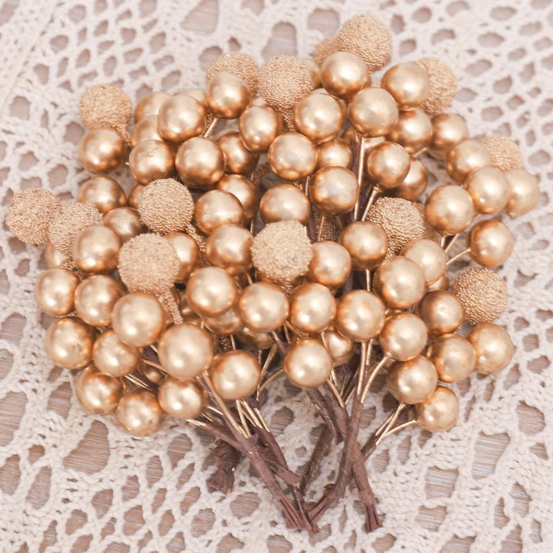 Weihnachtsbaum Dekoration Set 10 Stück Goldene Beeren Schaum Elegant 5