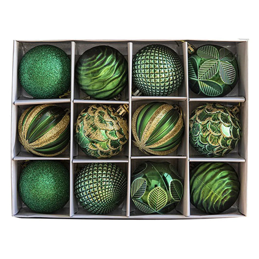 Weihnachtsbaum Dekoration Set 12 Stück Luxus Kunststoff Kugeln 0
