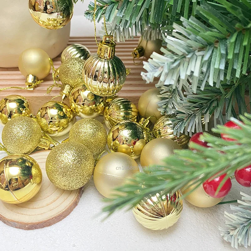 Weihnachtsbaum Ornament Set 24 Stück Keramik Gold Rot Rosa 6 cm 1
