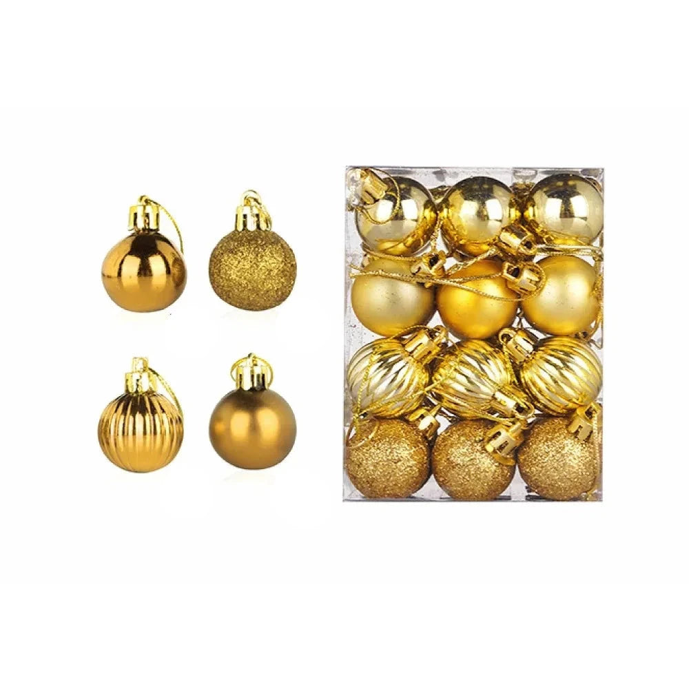 Weihnachtsbaum Ornament Set 24 Stück Keramik Gold Rot Rosa 6 cm 11