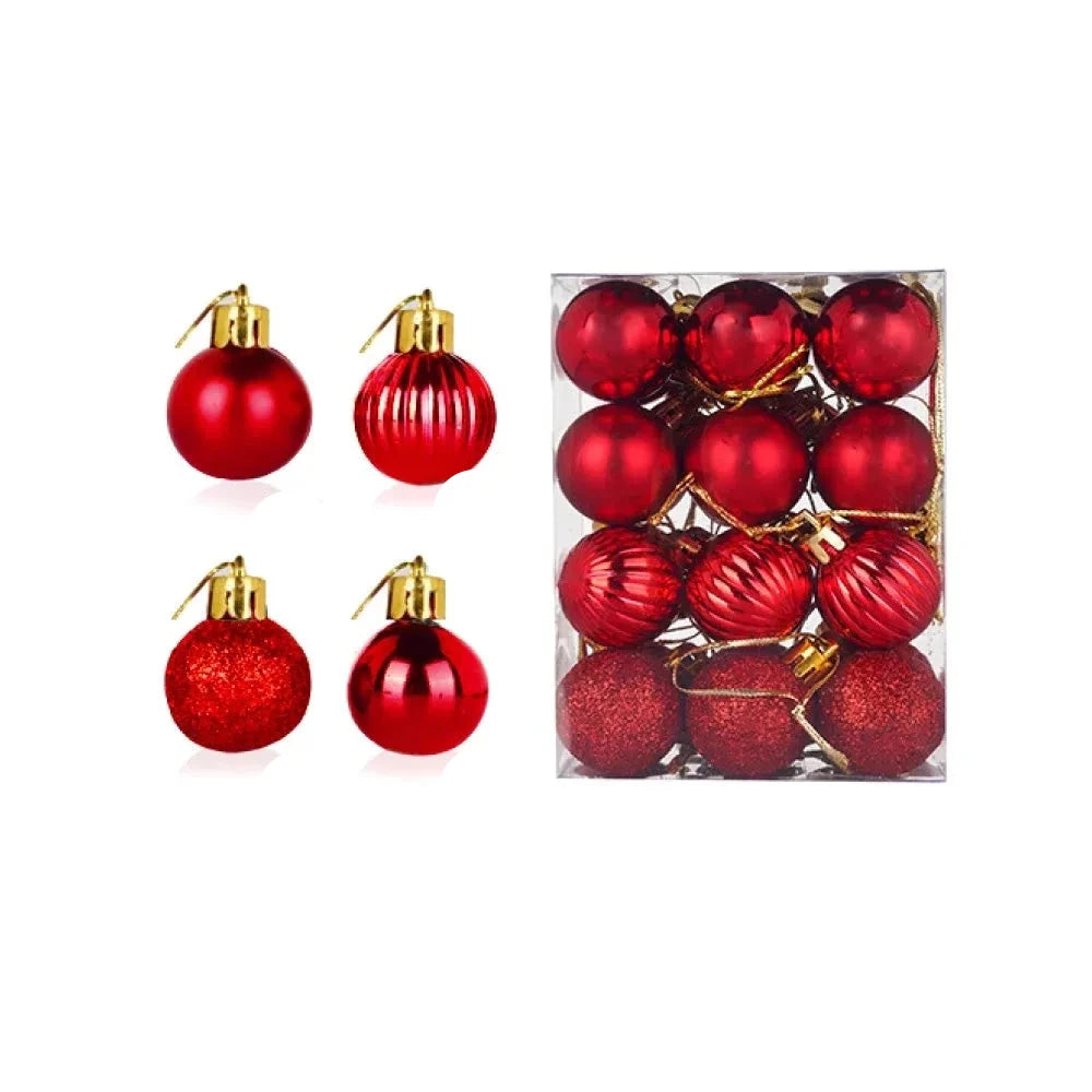 Weihnachtsbaum Ornament Set 24 Stück Keramik Gold Rot Rosa 6 cm 12
