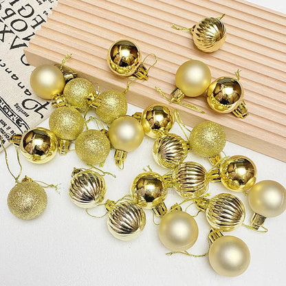 Weihnachtsbaum Ornament Set 24 Stück Keramik Gold Rot Rosa 6 cm 3