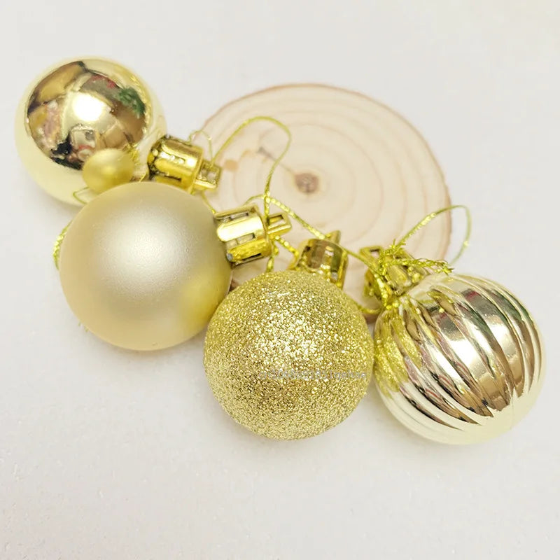 Weihnachtsbaum Ornament Set 24 Stück Keramik Gold Rot Rosa 6 cm 4