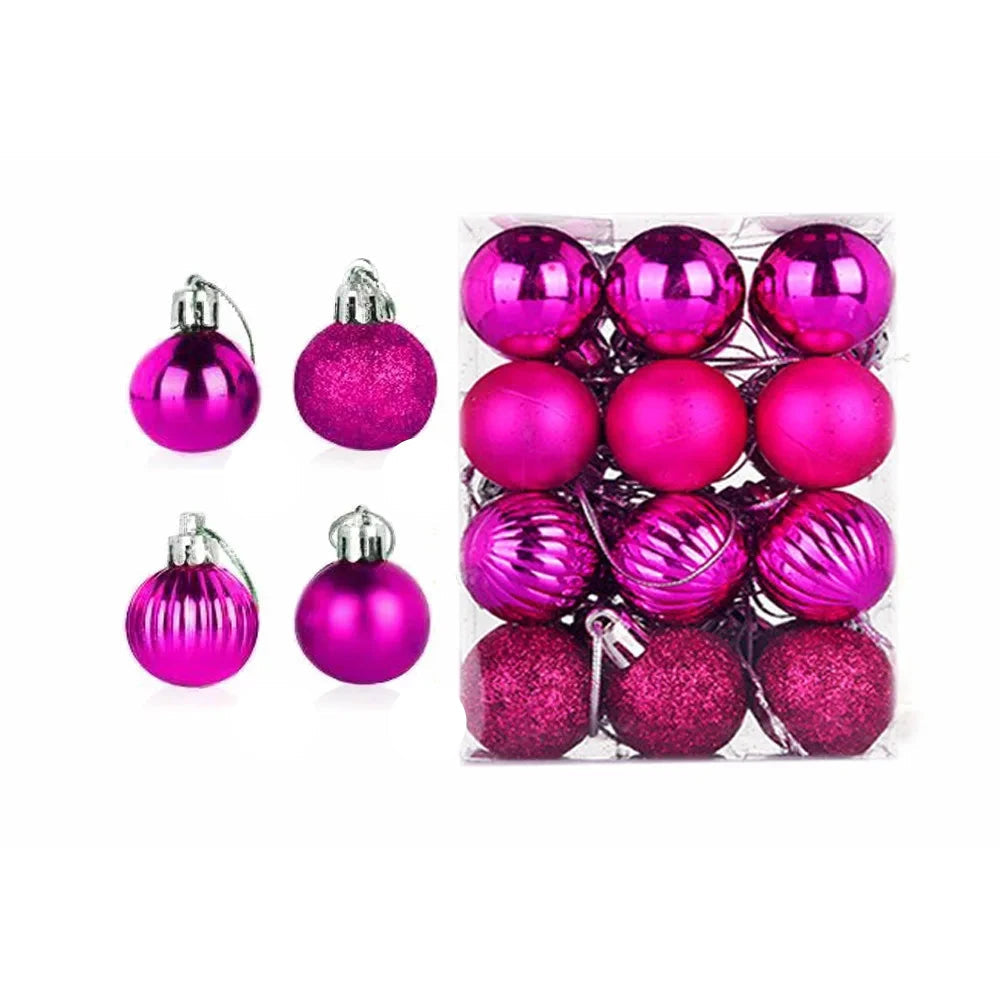 Weihnachtsbaum Ornament Set 24 Stück Keramik Gold Rot Rosa 6 cm 6