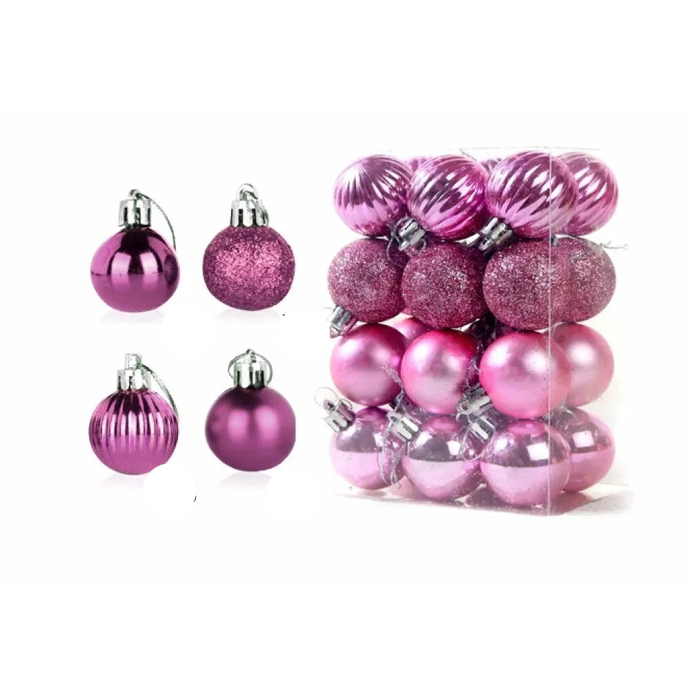Weihnachtsbaum Ornament Set 24 Stück Keramik Gold Rot Rosa 6 cm 8