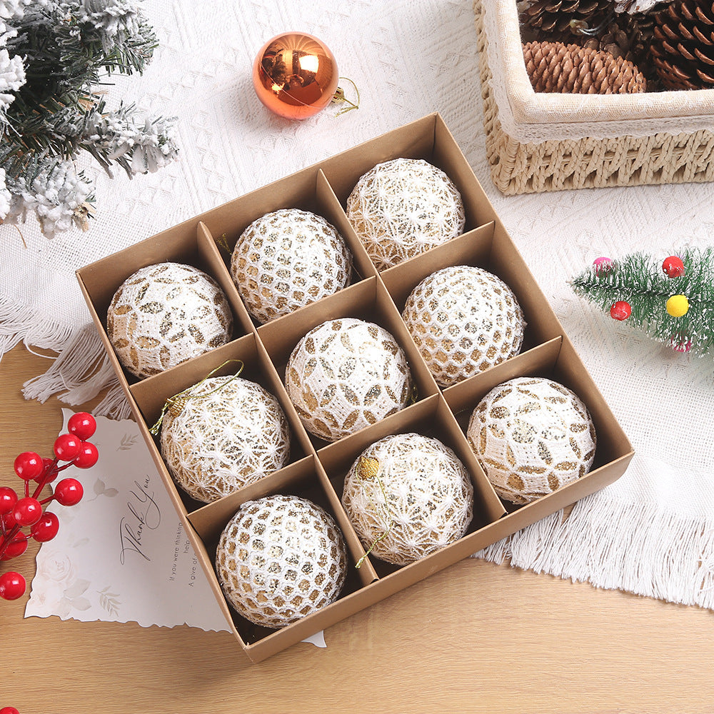 Weihnachtsbaum Ornamenten Set 16-teilig Glitzernd Kunststoff Rot Champagne Gold 8